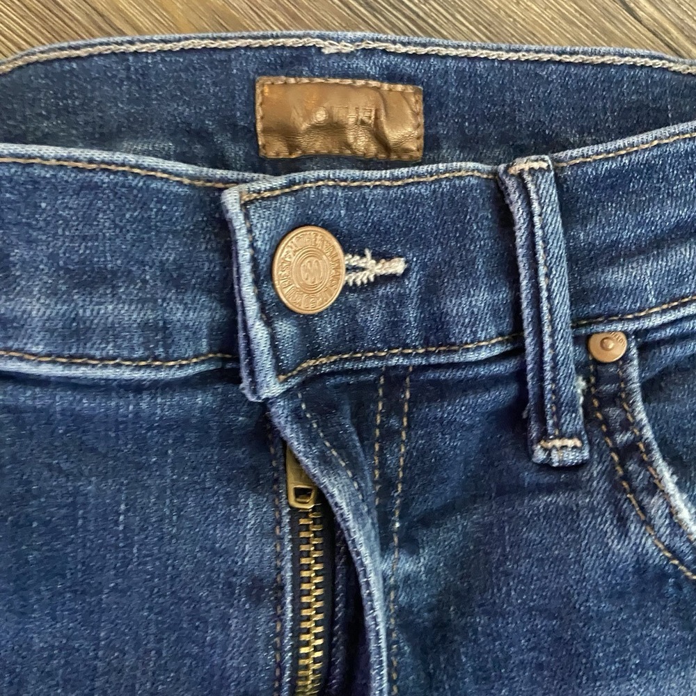 MOTHER The Insider High Rise Crop Step Fray Bootcut Jeans size 25 in Teaming Up - Picture 6 of 12
